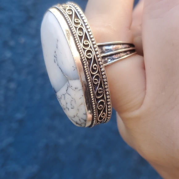 New Oversized Dendritic Opal 925 Silver Statement Ring. - Picture 2 of 15